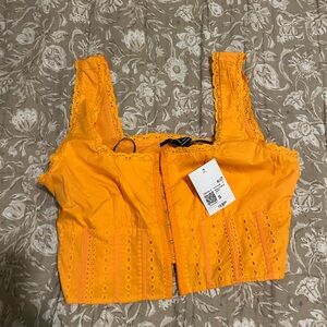 Forever 21 Vibrant Orange Lace Detail Tank Top